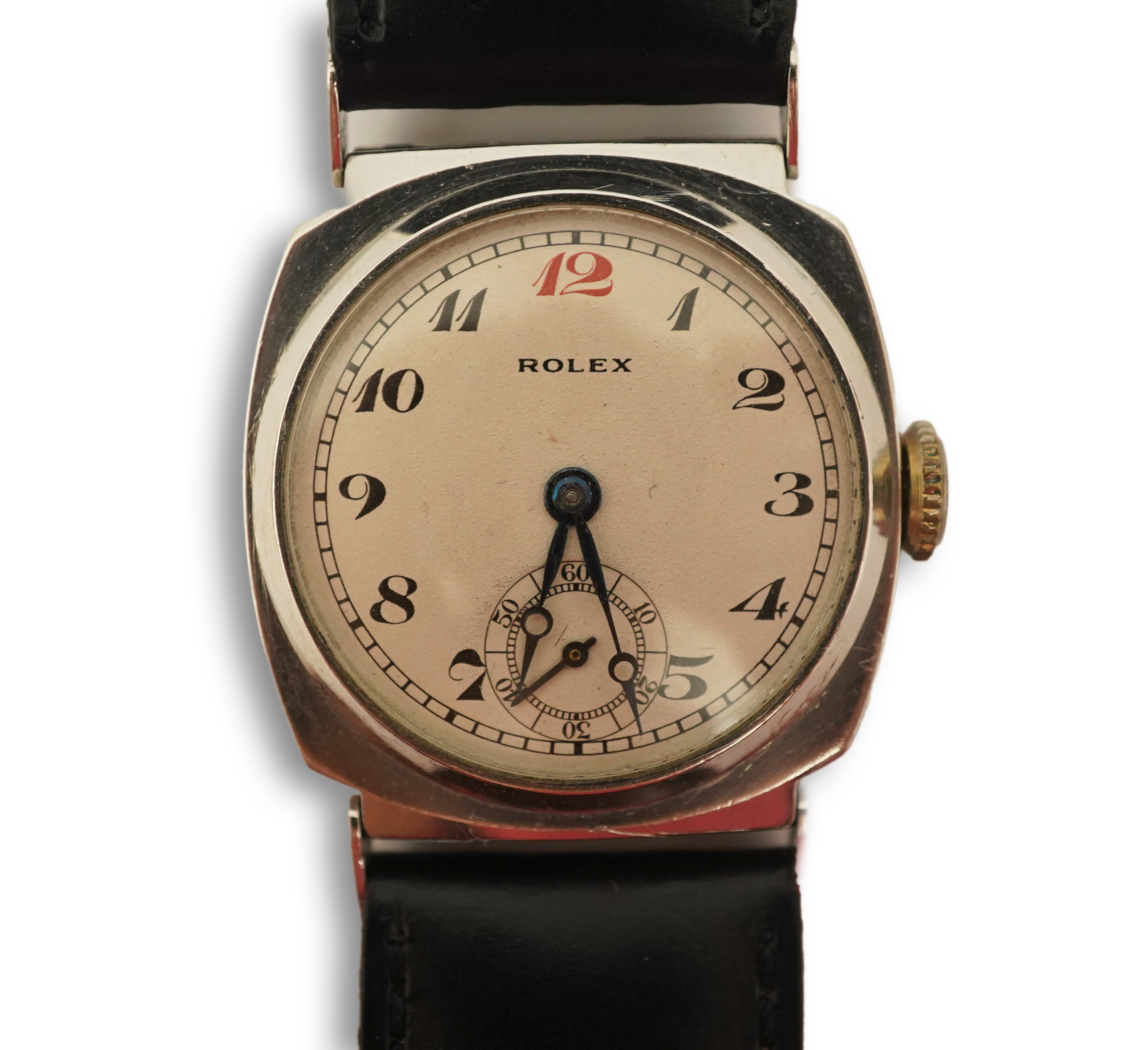 A gentleman's rare 1940's? platinum Rolex manual wind wrist watch